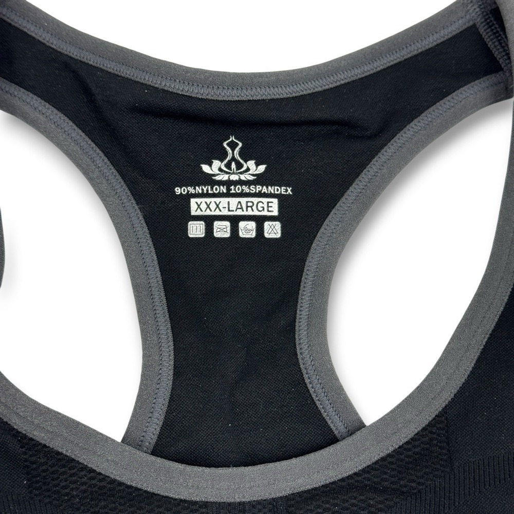 Healthyoga Sports Bra Sz XXXL 3XL Athletic Yoga Running Black Racer Back Top NWT - Picture 5 of 10